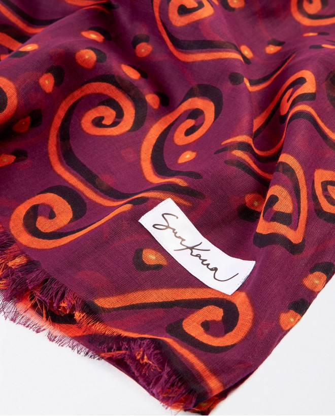 Printed sarong scarf Maroon