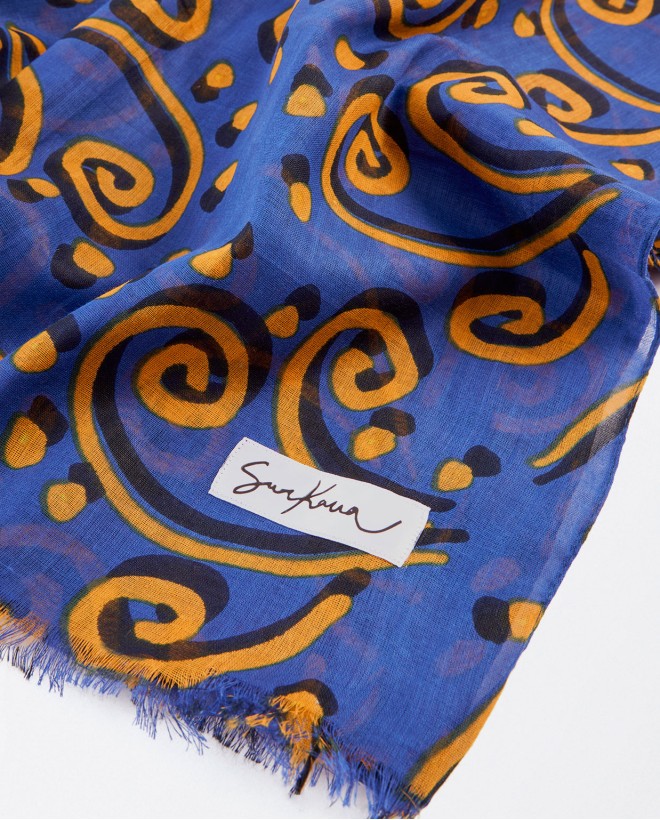 Printed sarong scarf Blue