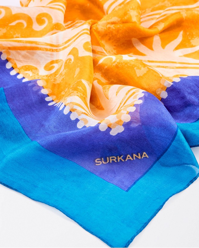 Printed silk scarf Yellow
