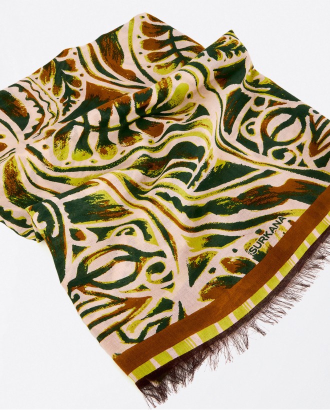 Printed sarong scarf Khaki