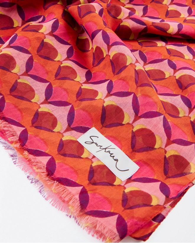 Printed sarong scarf Fuchsia