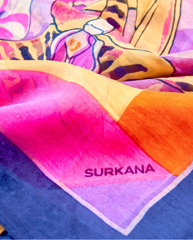 Printed silk scarf Lilac