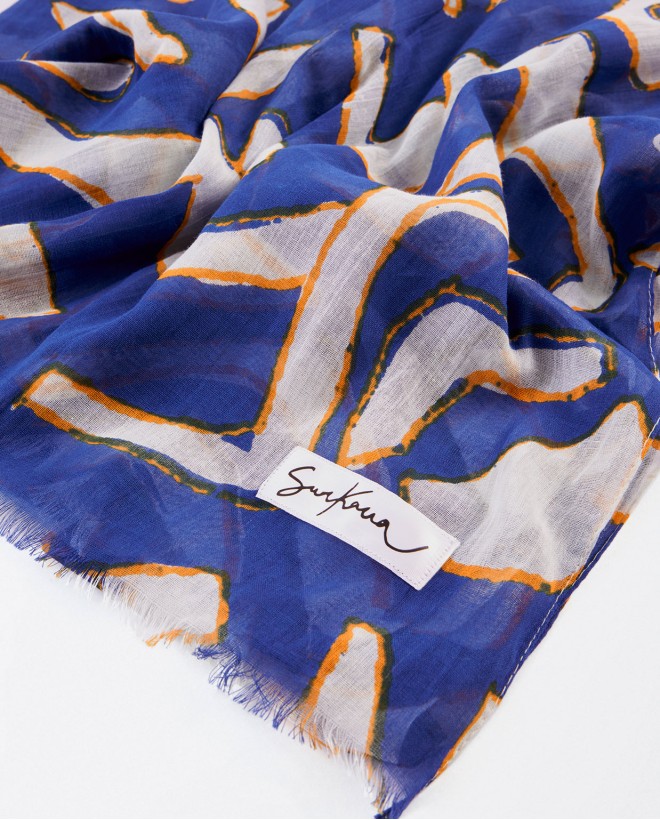 Printed sarong scarf Blue