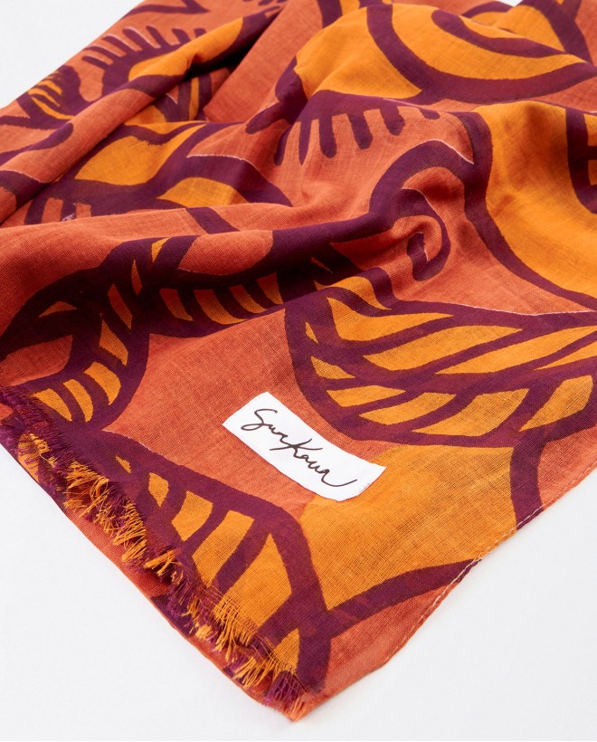 Printed sarong scarf Coral