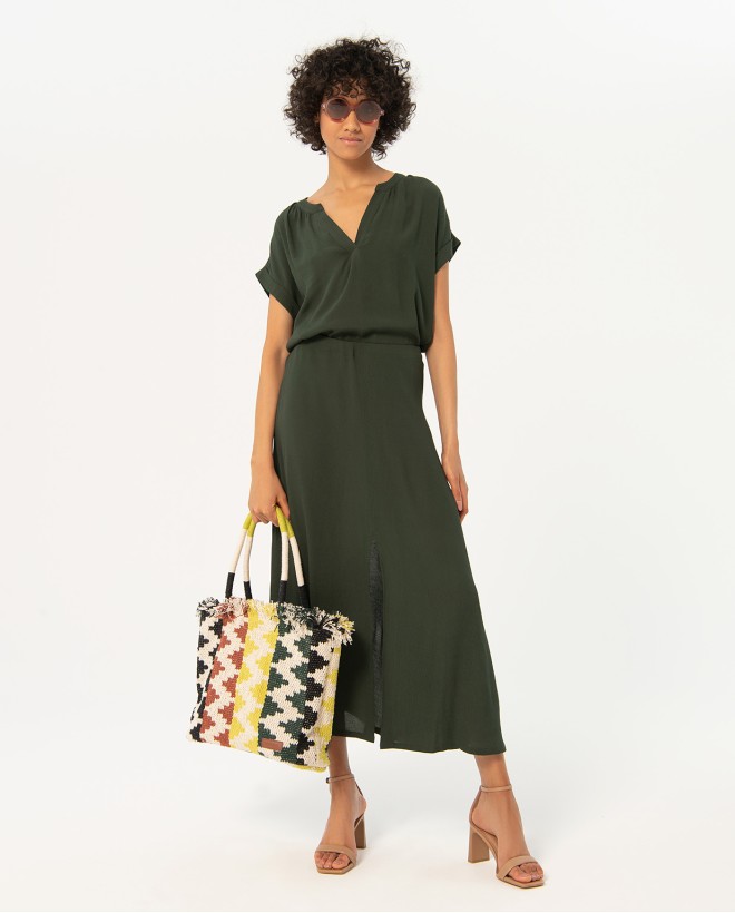 Zigzag fabric shopper Green