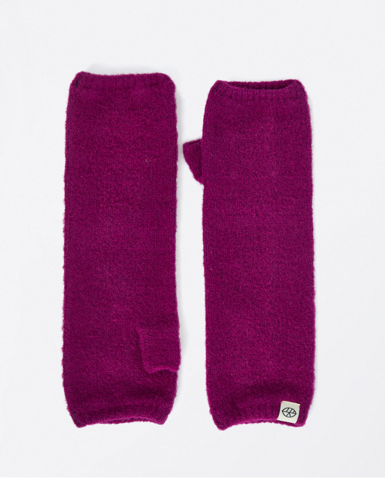 Long knitted mittens Purple