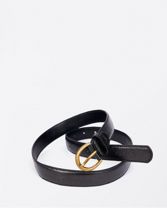 Ceinture fine unie de base Noir