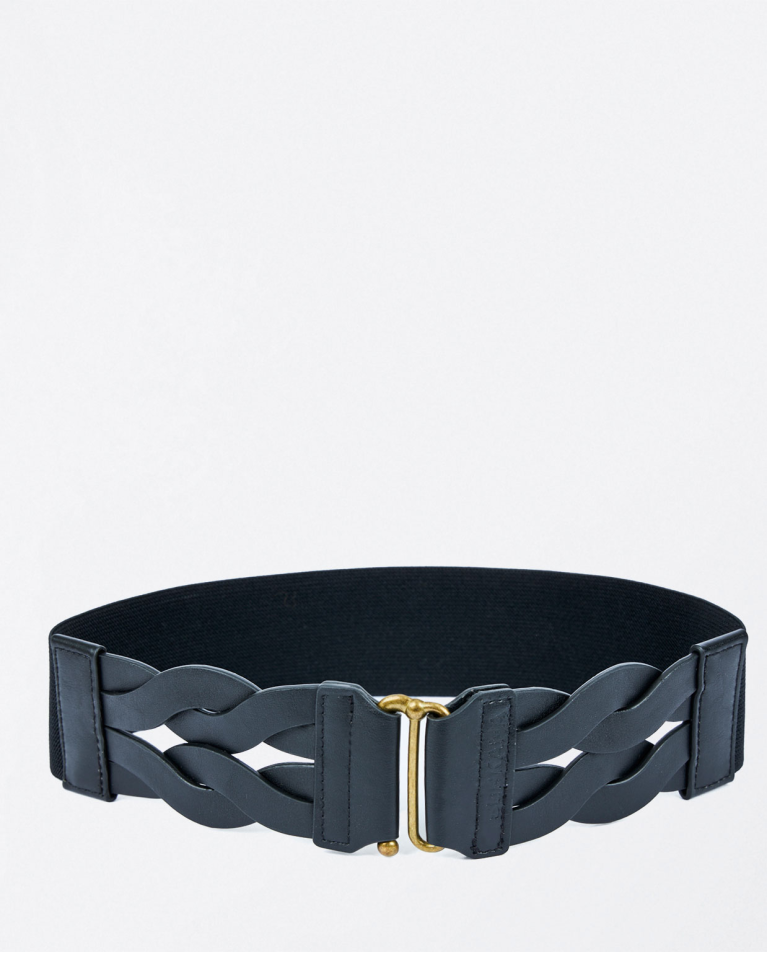 Braided belt with elastic band Black