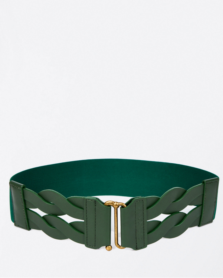 Ceinture tressée avec élastique Vert