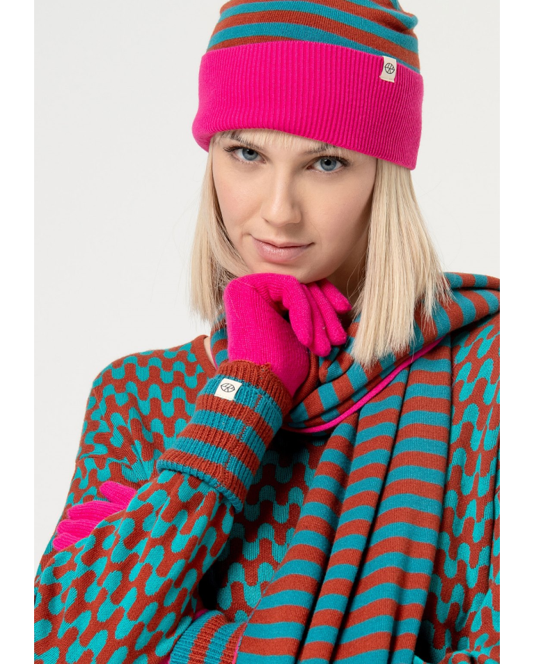 Gorro de punto combinado Fucsia