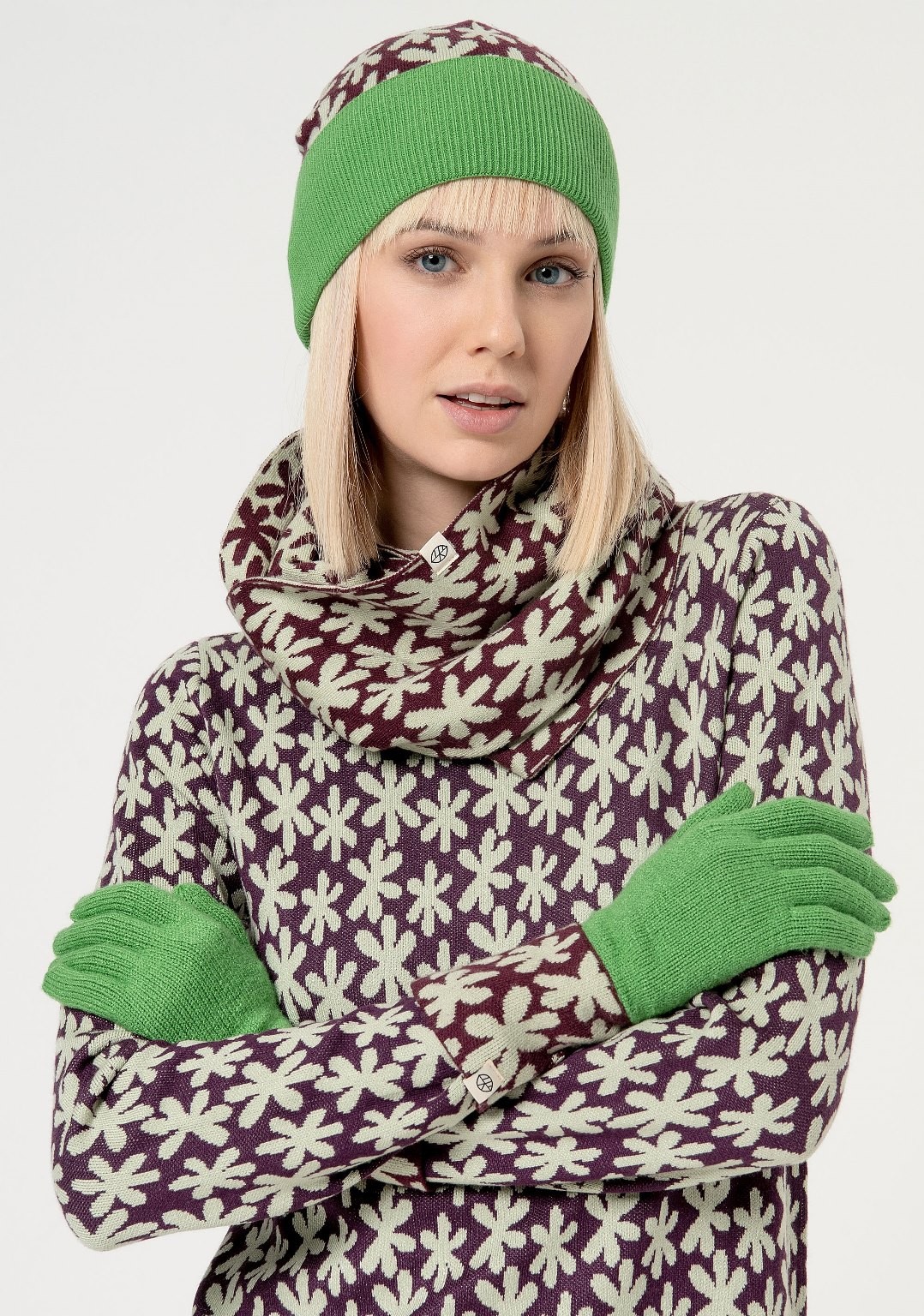 Combination knitted hat Acid green