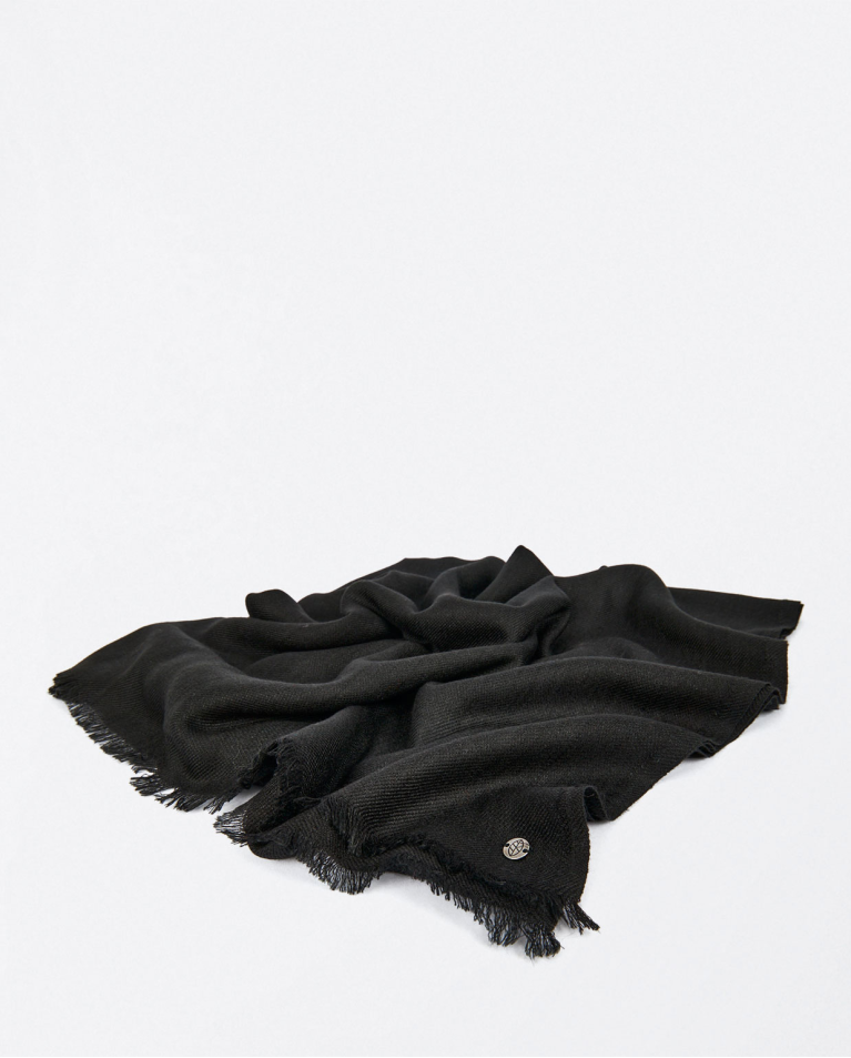 Foulard viscosa y lana liso Negro