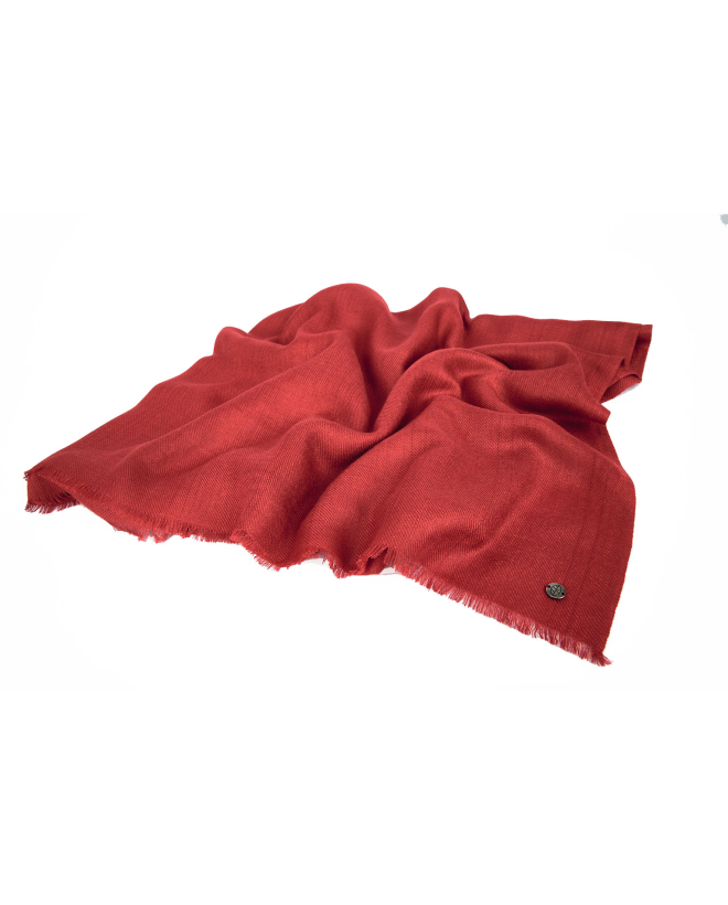 Viscose and plain wool scarf Red