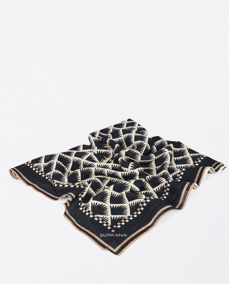 Printed viscose scarf Black