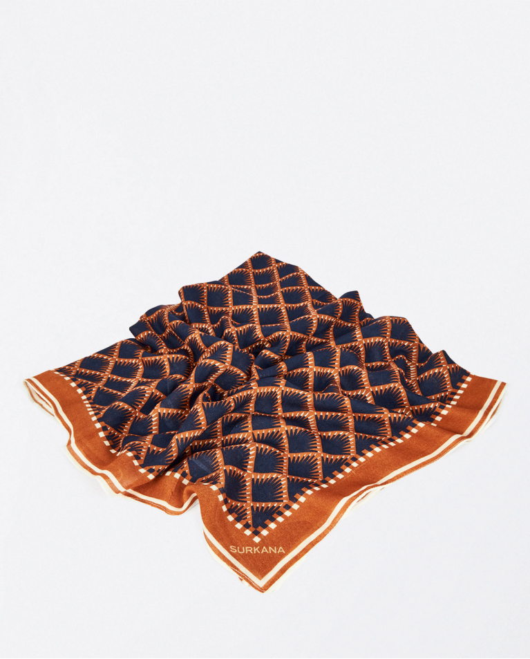 Printed viscose scarf Brown