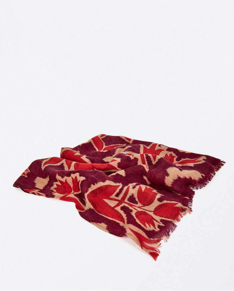 Printed viscose scarf Maroon