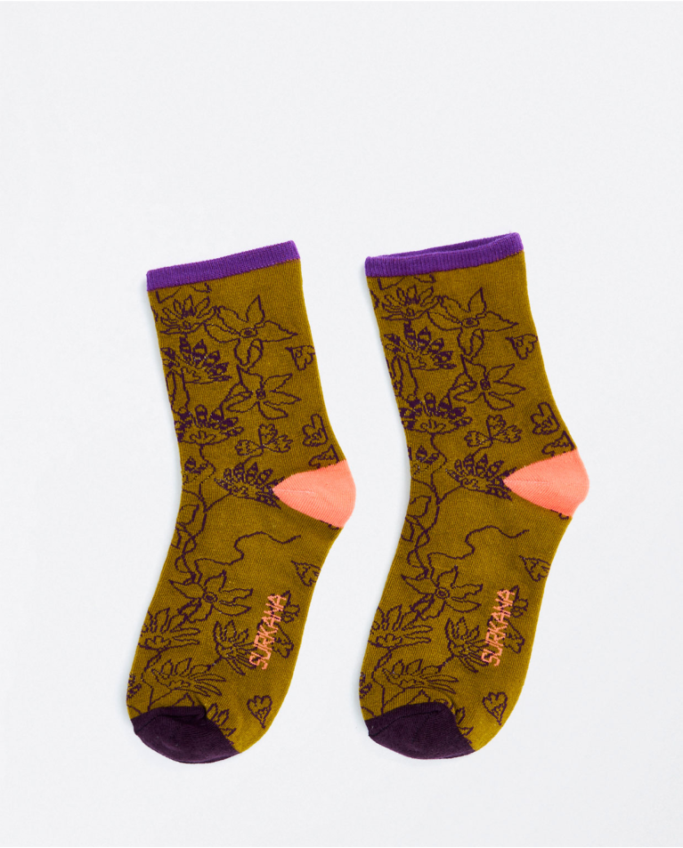 Chaussettes moyennes en jacquard Vert