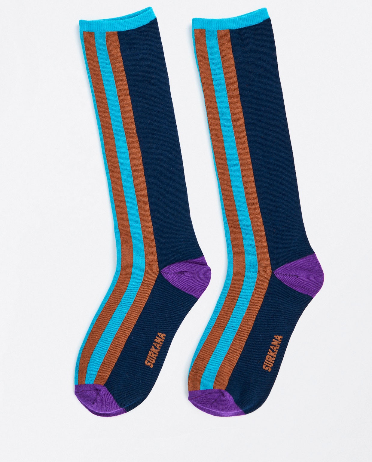 Chaussettes jacquard hautes Bleu marine