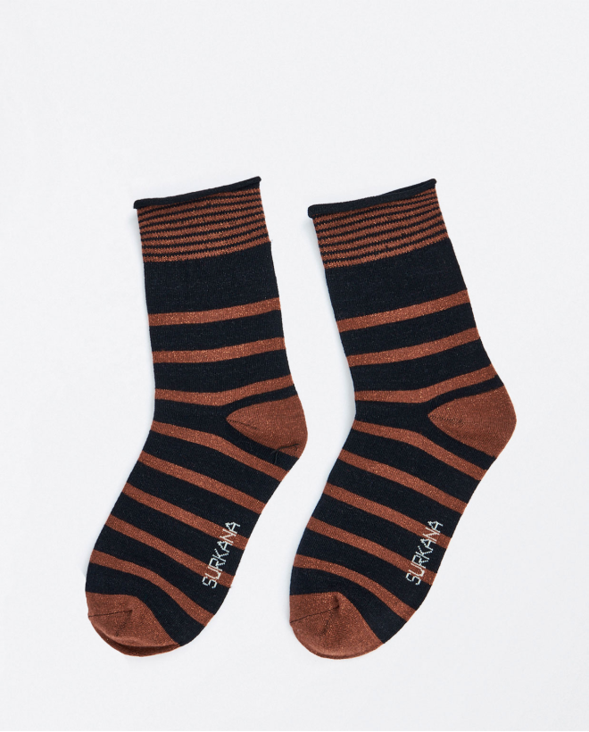 Chaussettes moyennes en lurex Noir