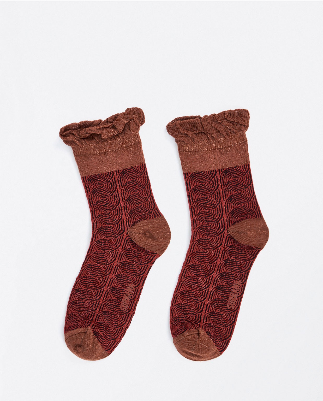 Chaussettes moyennes en lurex Rouge