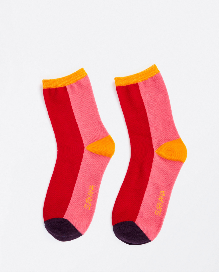 Chaussettes en jacquard moyen Rouge