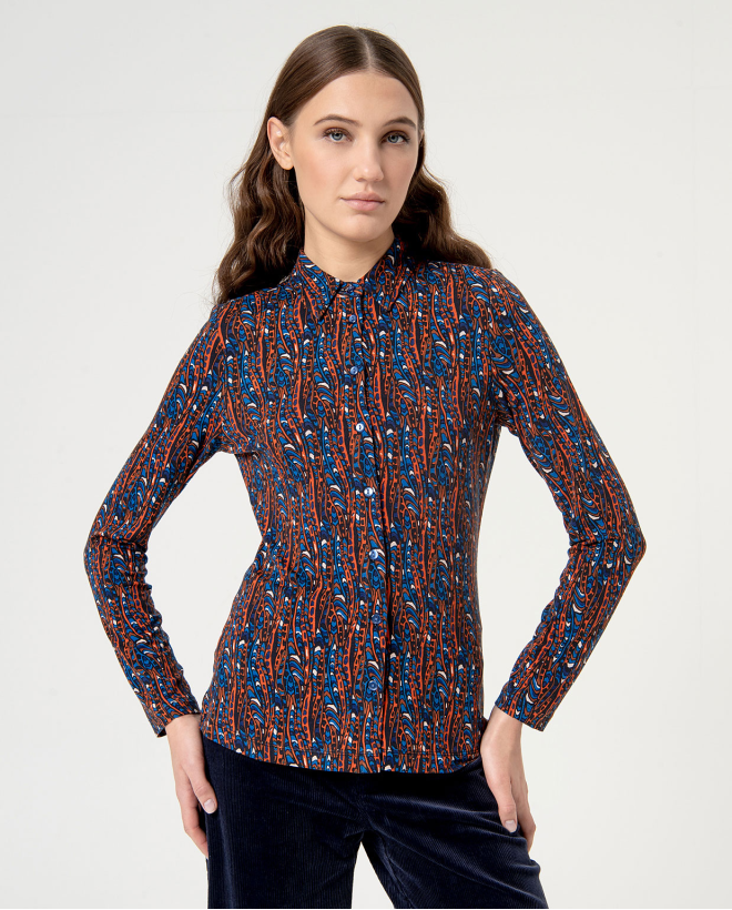 Printed long sleeve elastic...