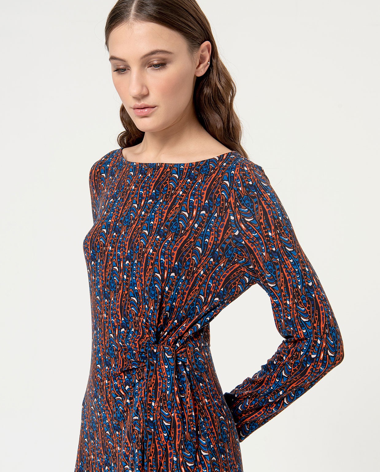 Printed short stretch printed dress Blue