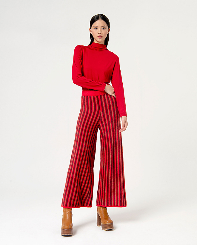 Brushed elastic long pants Maroon