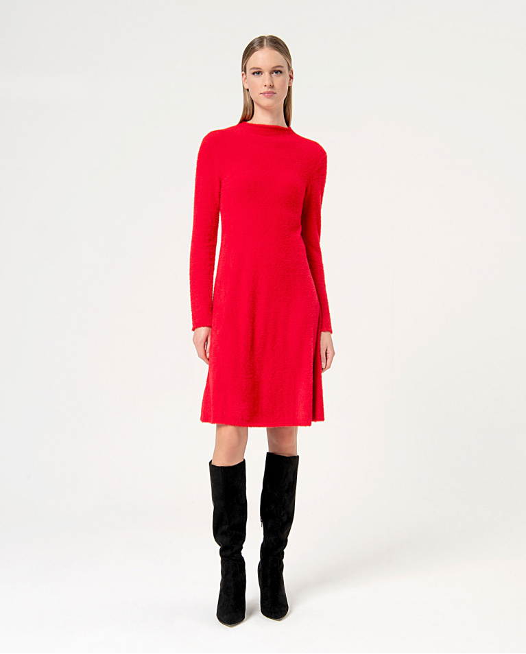 Robe courte en stretch brossé Rouge