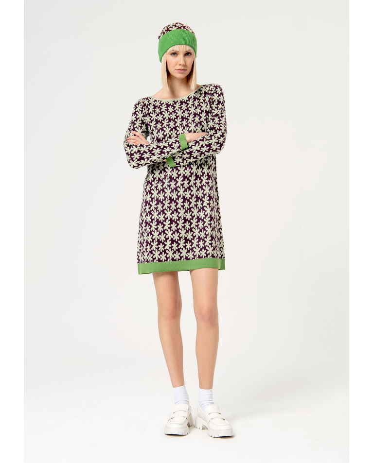 Robe en jacquard stretch imprimé Vert acide