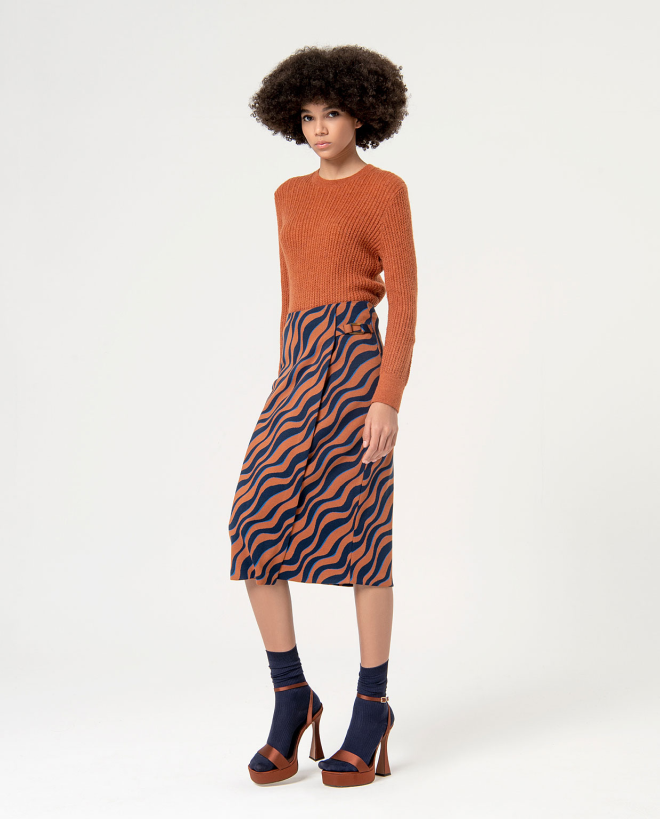 Crossed jacquard skirt Brown