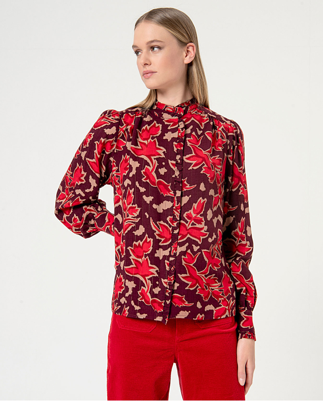 Printed viscose blouse with...