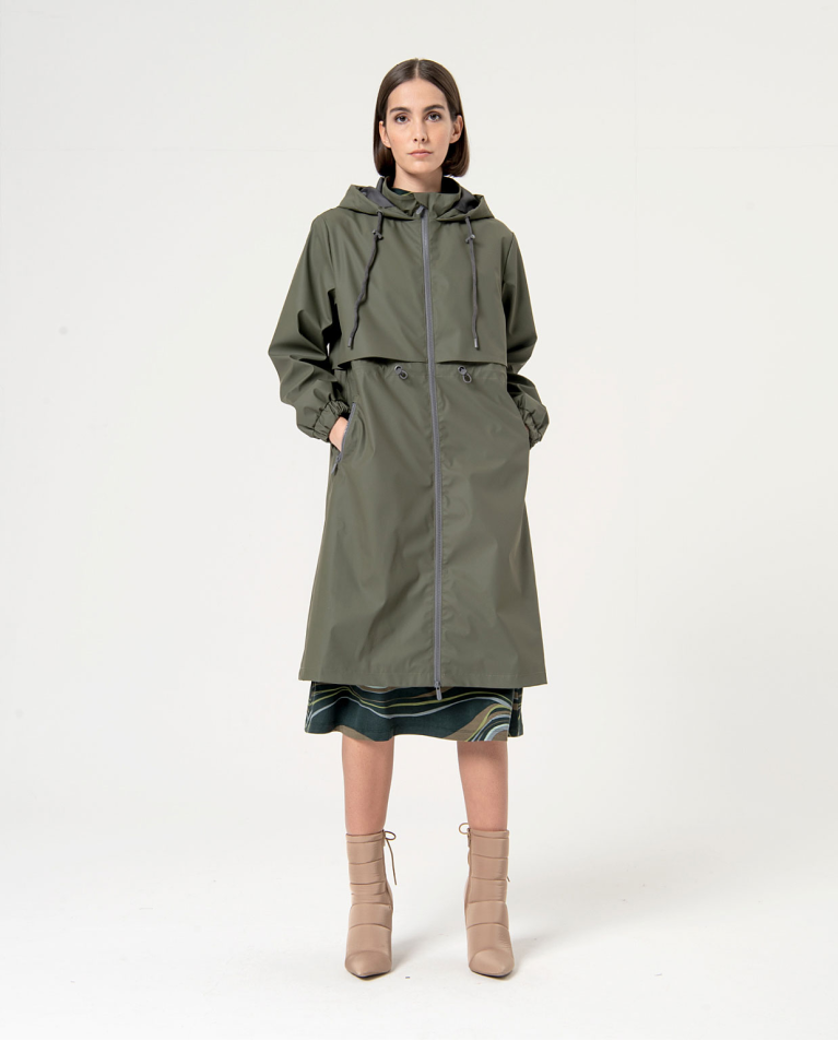 Parka impermeable con forro polar Kaki