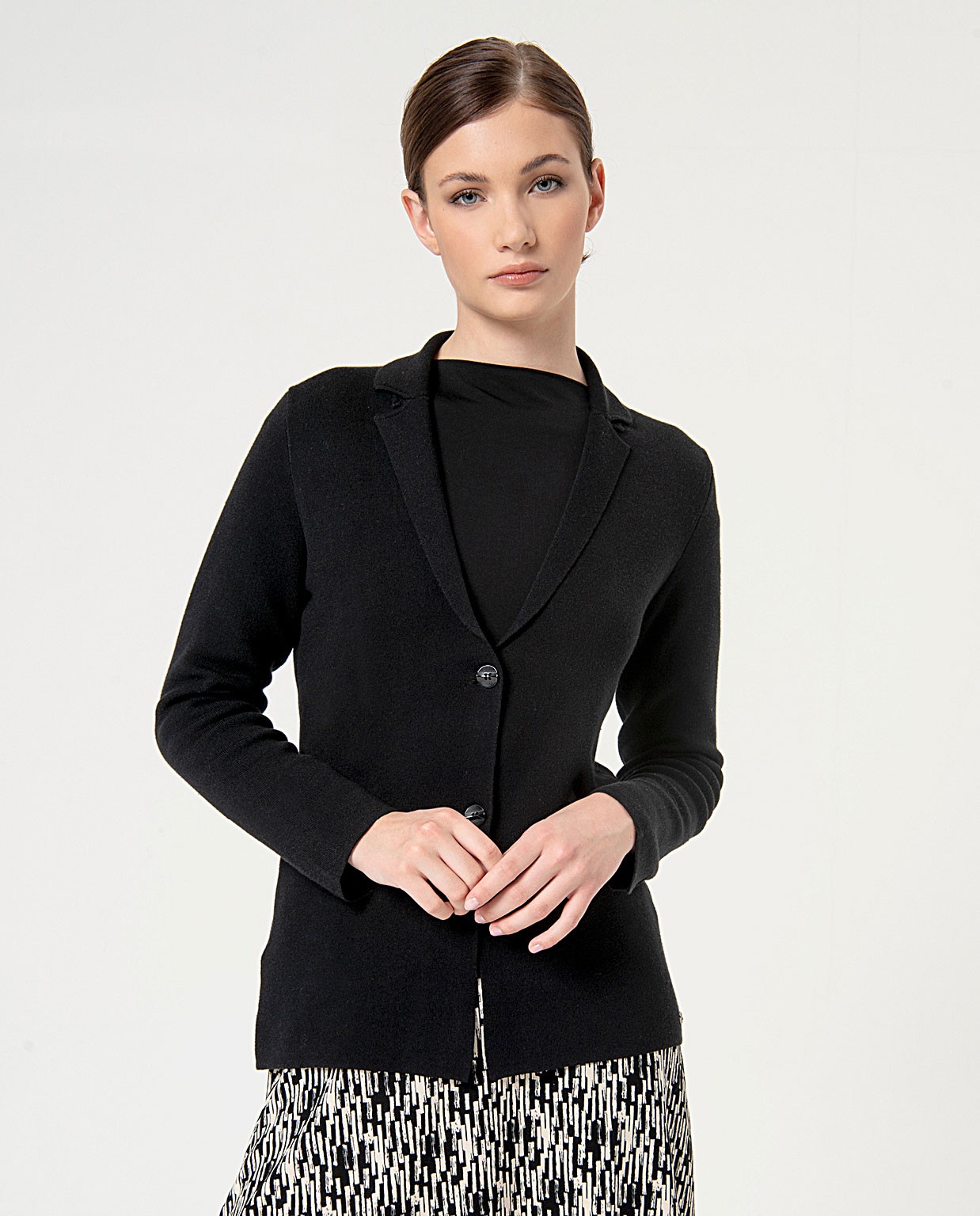 Blazer en tricot extensible Noir