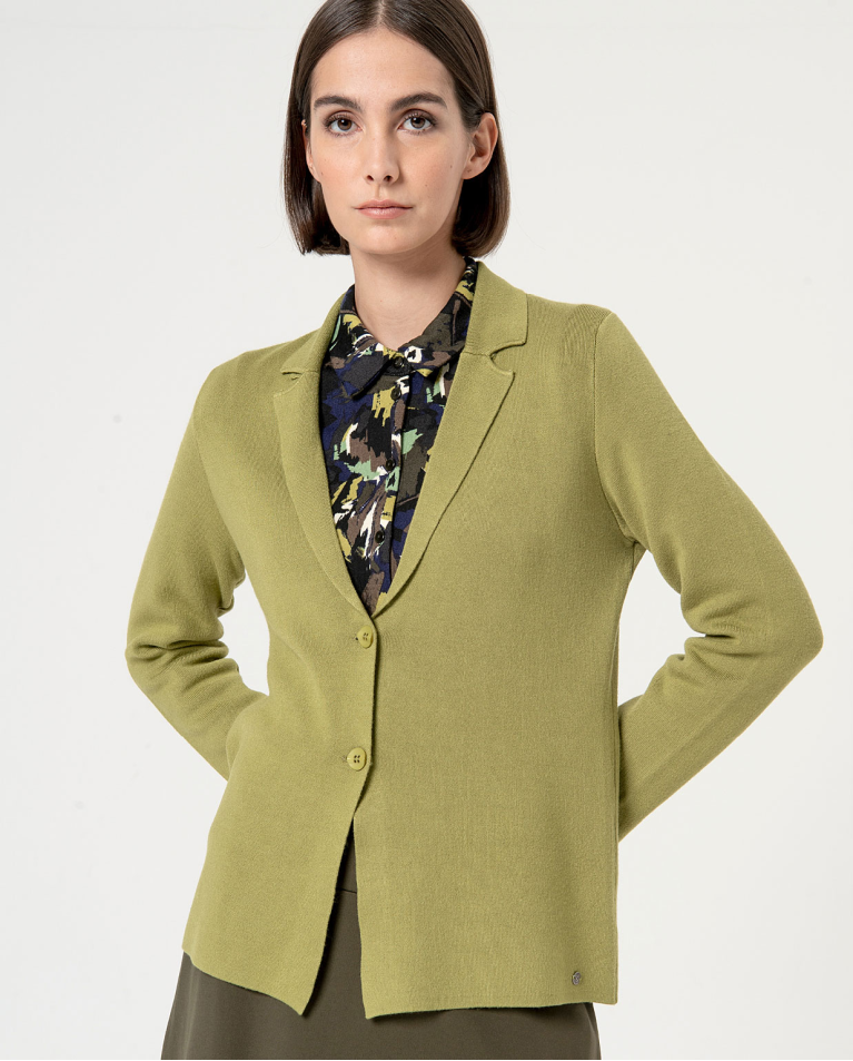 Stretch knitted blazer Khaki