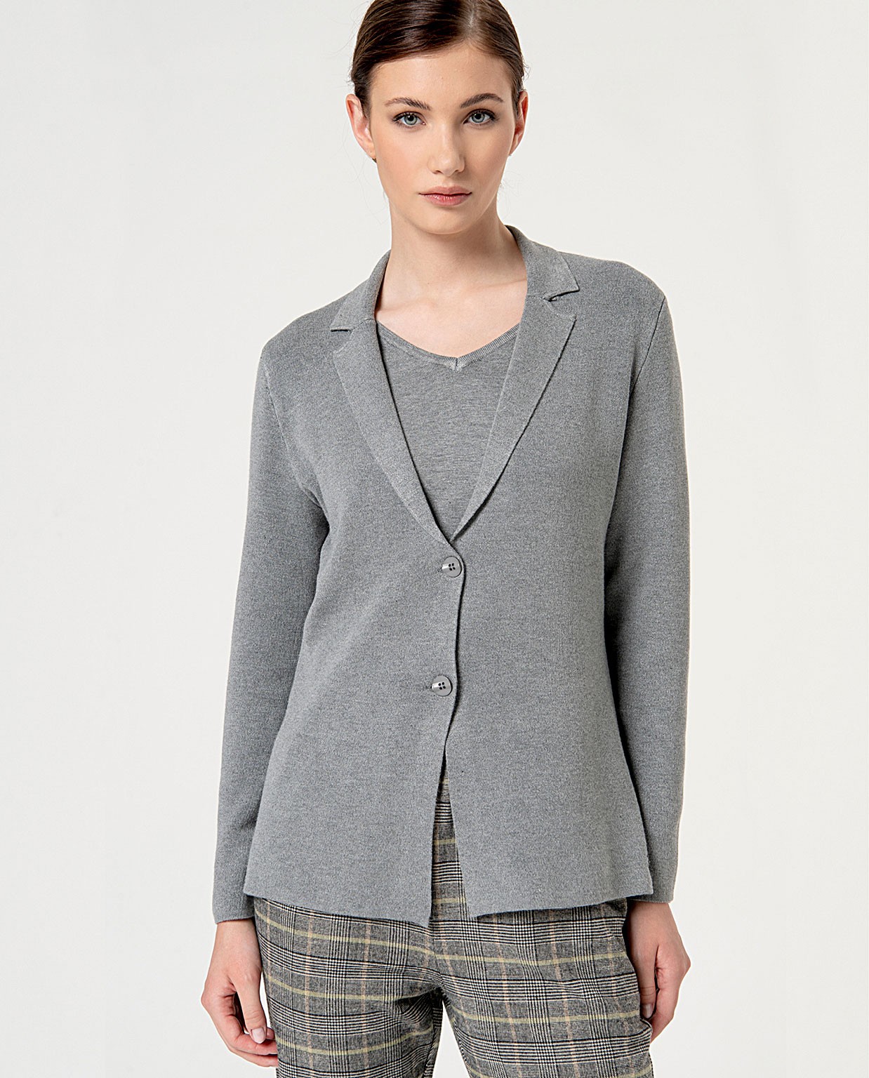 Stretch knitted blazer Grey