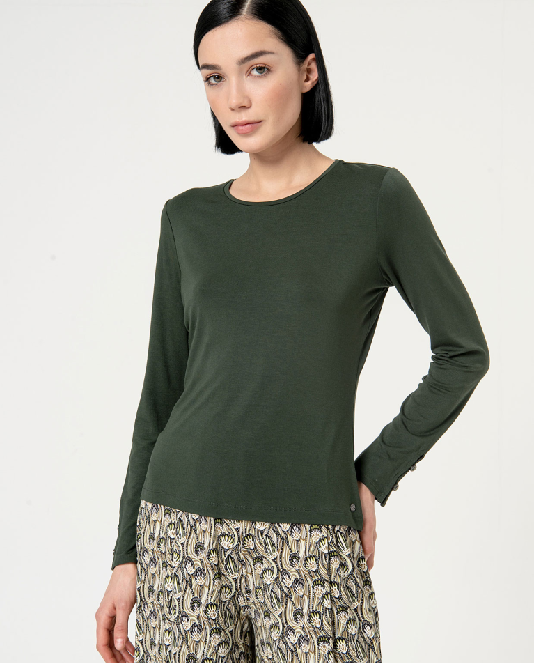 Plain crewneck t-shirt Green