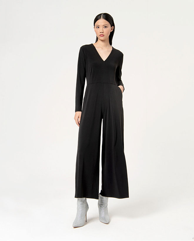 Plain elastic basic jumpsuit Black