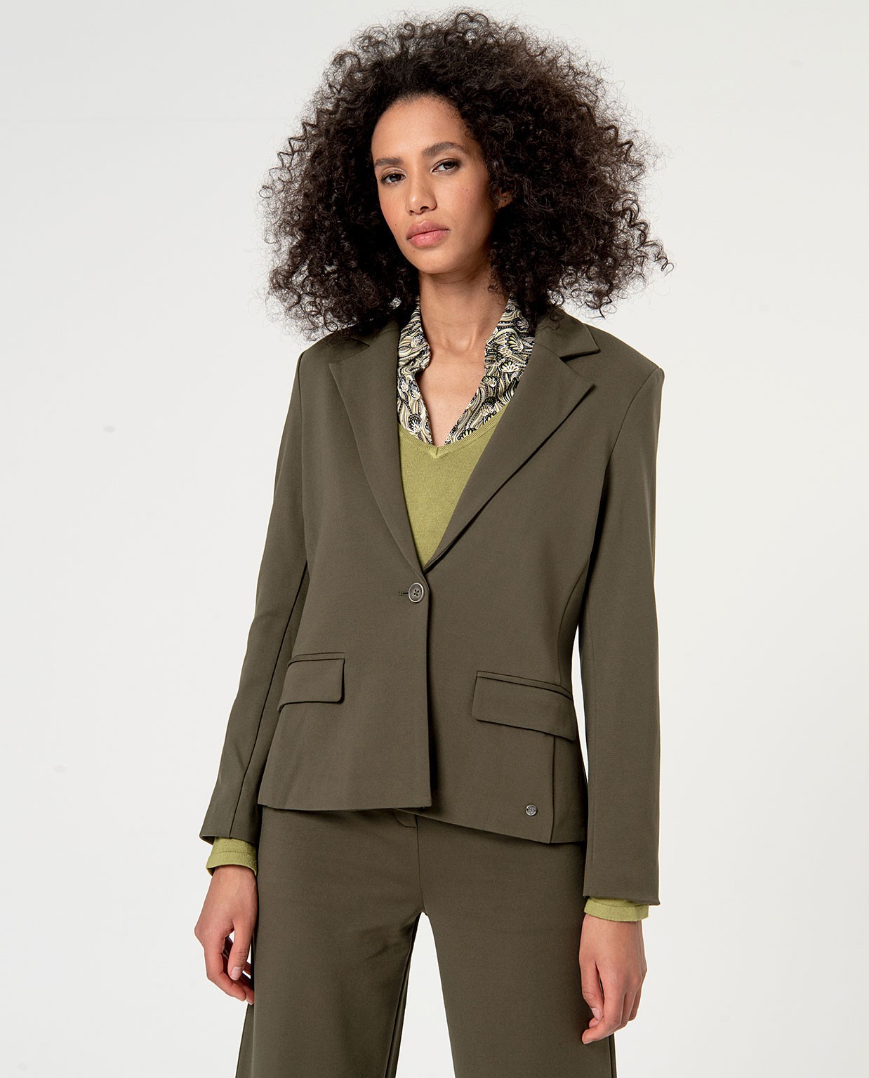 Blazer en viscose extensible Khaki