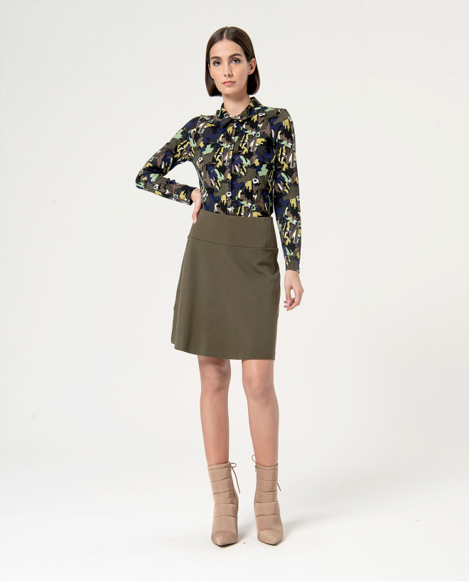 Jupe courte en viscose stretch Khaki