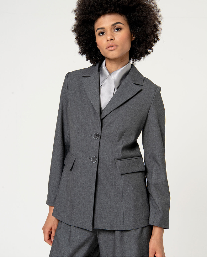 Blazer entallada lisa Gris