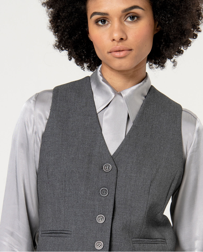 Plain tailored vest Grey