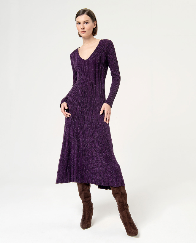 Robe à côtes métalliques lisses Violet