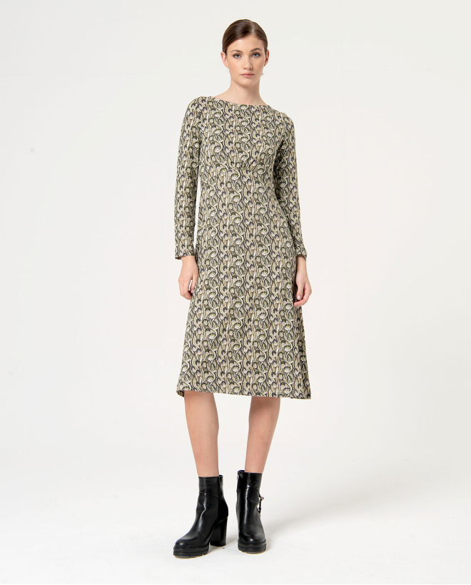 Stretch printed midi dress...