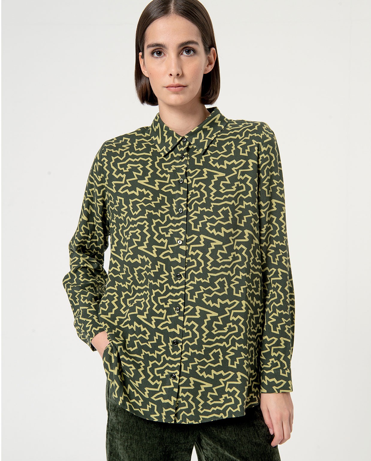 Chemise fluide imprimée Vert