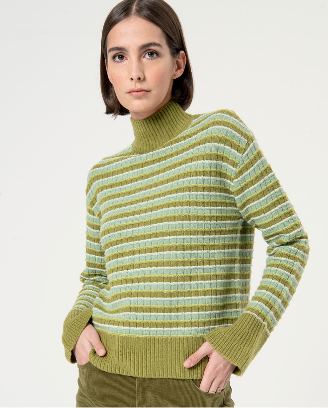 Striped structured wool...