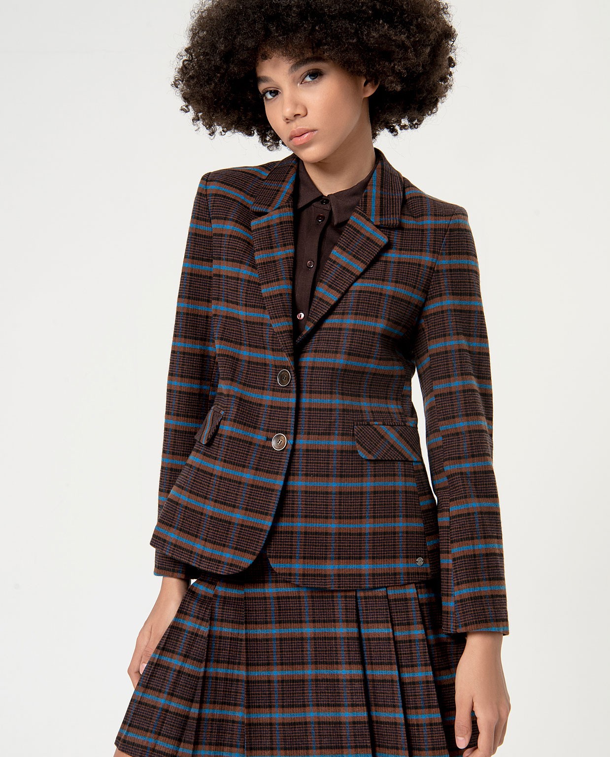 Blazer élastique imprimé Marron