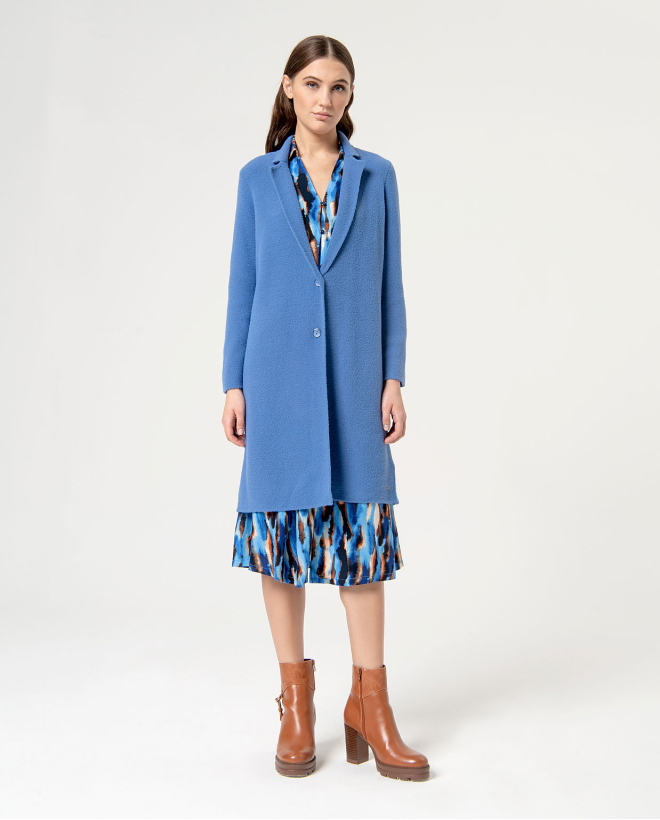 Plain chunky knit coat Blue