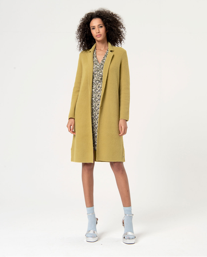 Plain chunky knit coat Acid green