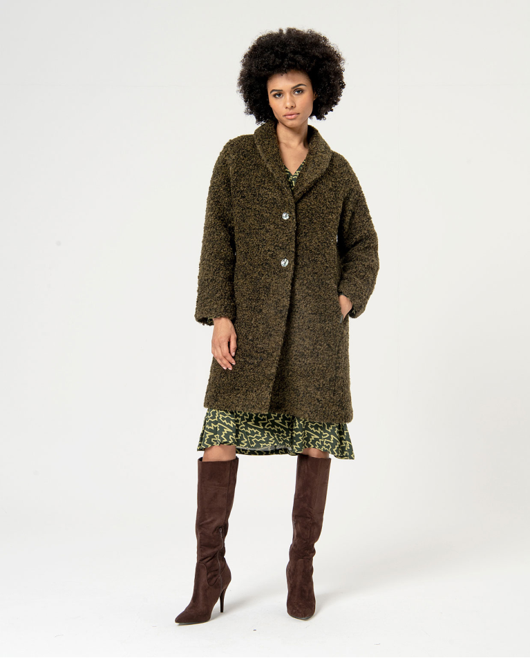 Boucle coat green best sale